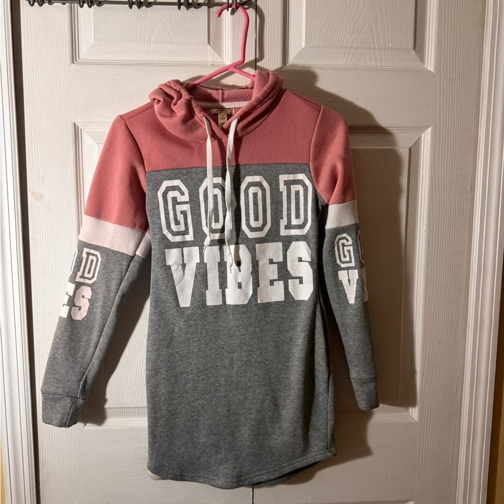 Pink and Gray 'Good Vibes' Hoodie